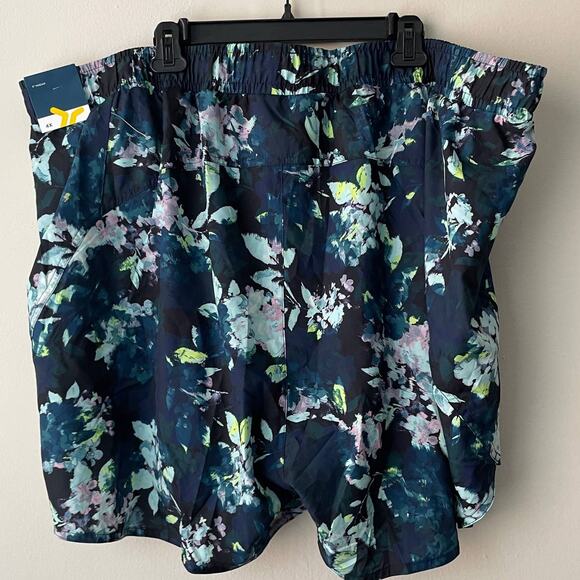 Old Navy Blue Green & Pink Abstract Floral Dolphin Hem Shorts w Drawstrings - 4X - Picture 2 of 3